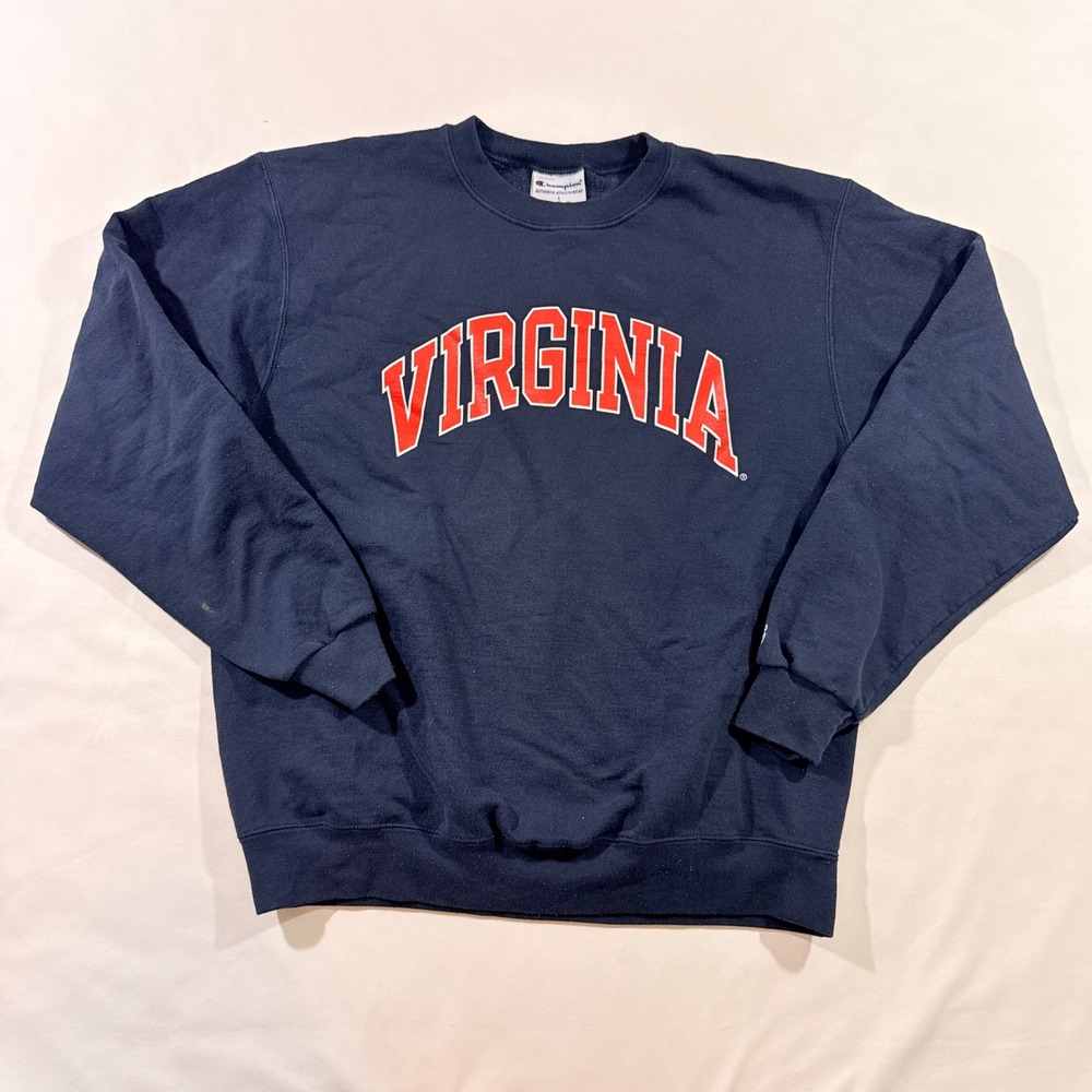 Champion Sweatshirt Mens L Blue Virginia College Crewneck Pullover